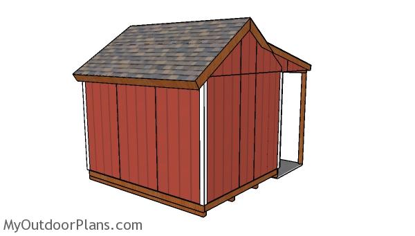 10x12 shed with porch plans - Back view