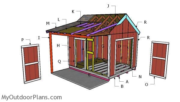 10x12 Gable Shed with Porch Roof Plans | MyOutdoorPlans 