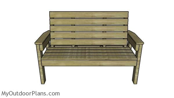 Large outdoor bench plans - Front View