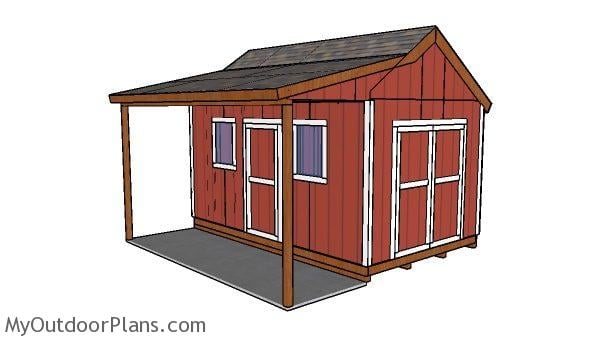 10x16 Shed with Side Porch Plans | MyOutdoorPlans | Free 