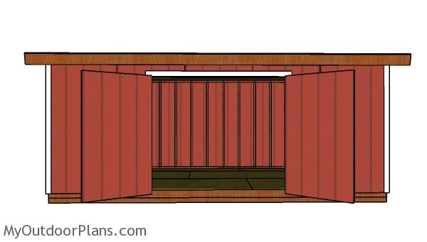 10x20 Lean to Shed Plans - Front View