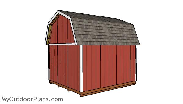 12x14 Gambrel Shed Plans - Back View