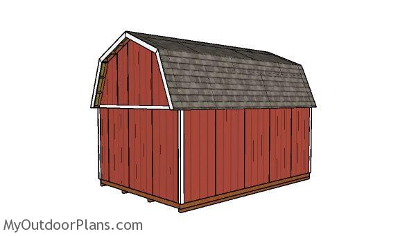 14x20 gambrel shed plans - back view