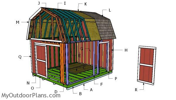 12x14 gambrel shed roof - free diy plans myoutdoorplans