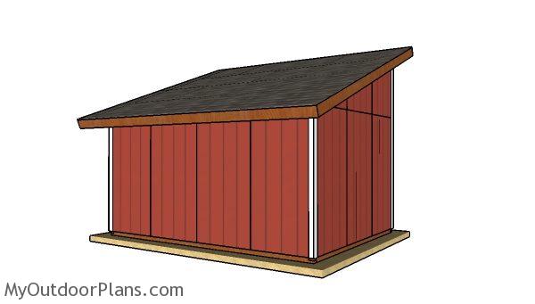 Free 12x16 run in shed plans - Back view