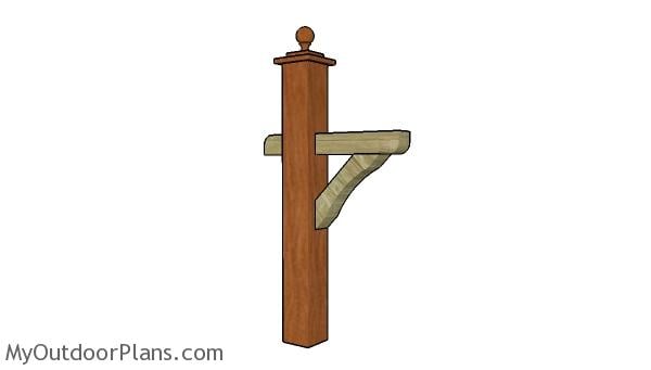 Wooden mailbox post plans - Front view