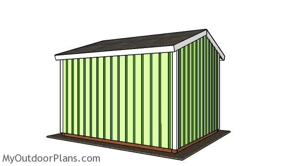 10x12 Run in Shed Plans - Back view