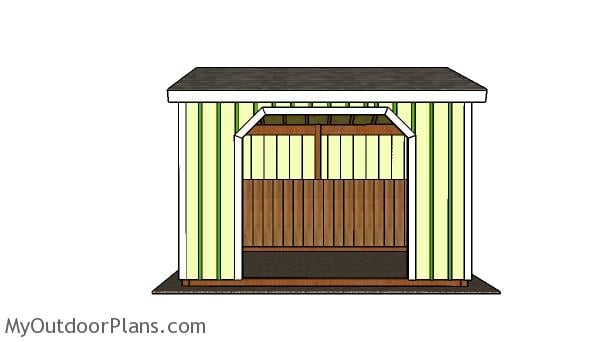 10x12 Run in Shed Plans - Front view