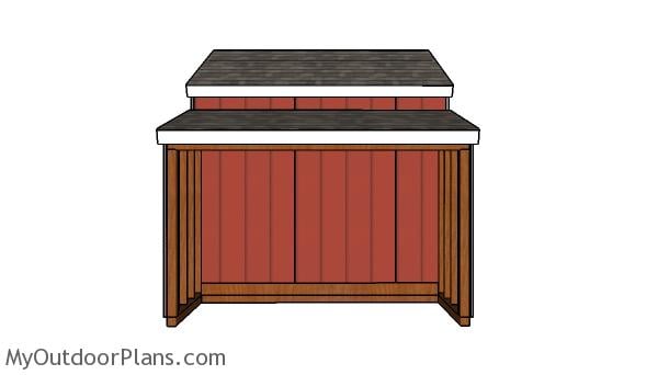 10x18 Center Aisle Shed Plans - Side view