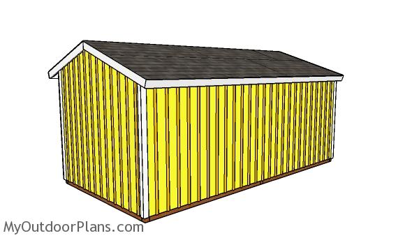 10x20 2 Stall Horse Barn Plans - Back view