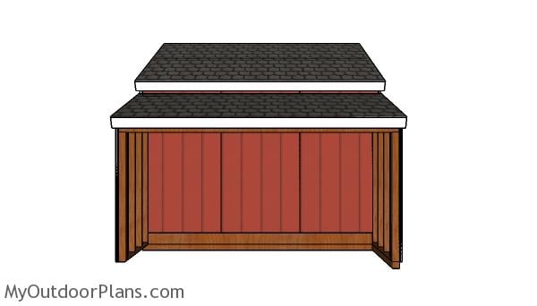 12x20 Center Aisle Shed Plans - Side view