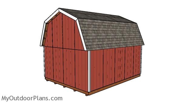 16x20 Gambrel Shed Plans - Back view