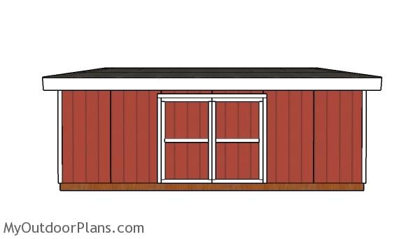 16x24 Lean to Shed Plans - Front view