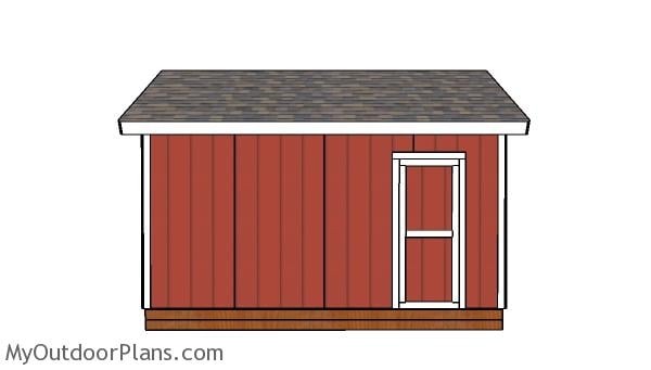 12x16 Shed with 2x6 Studs Plans - Side view