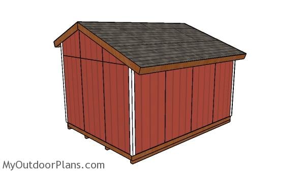 16x12 Saltbox Shed Plans - Back view