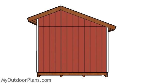 16x12 Saltbox Shed Plans - Side view