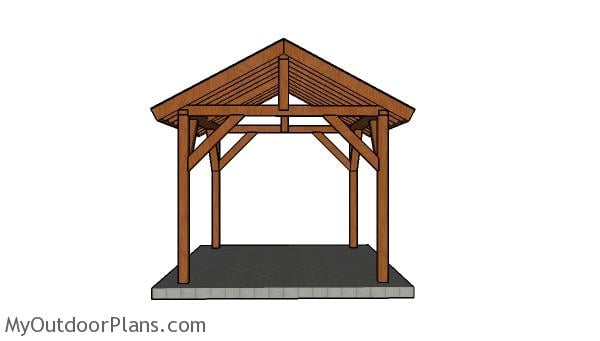 10x12 Picnic Table Plans - Front view