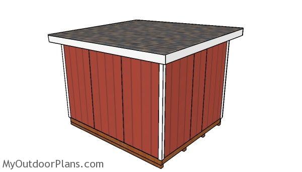 10x12 Shed with a Flat Roof Plans - Back view