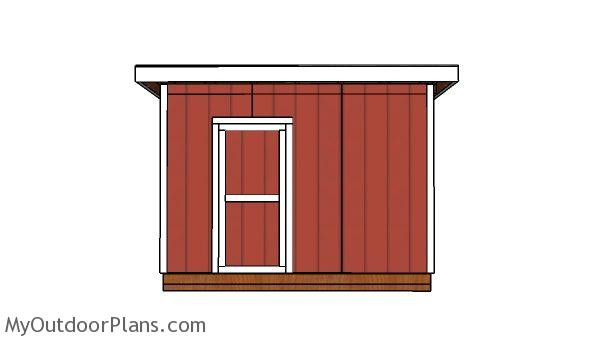 10x12 Shed with a Flat Roof Plans - Front view
