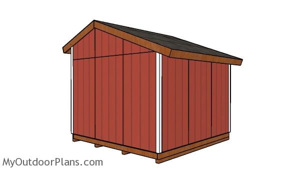 12x12 saltbox shed plans - back view