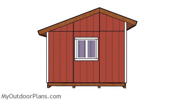 12x12 saltbox shed plans - side view