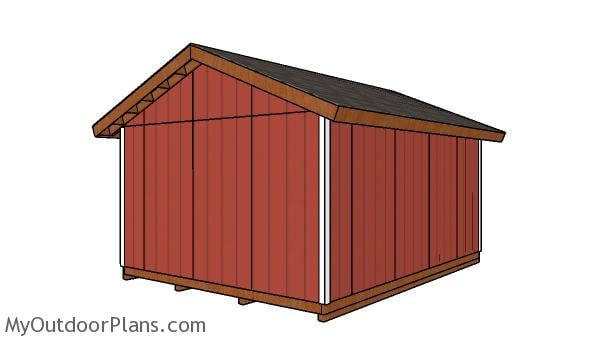 14x18 Shed Plans - Back view