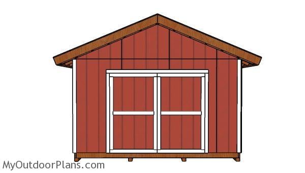 14x18 Shed Plans - Front view