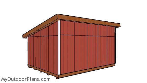 16x20 lean to shed plans - back view