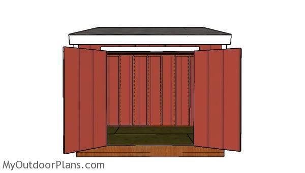 8x10 lean to shed plans - front view