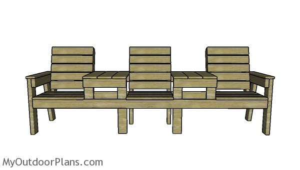 Three chair bench with table plans