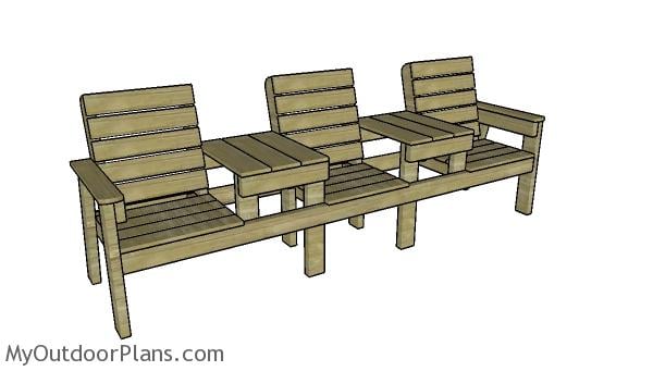 Triple chair bench with table plans