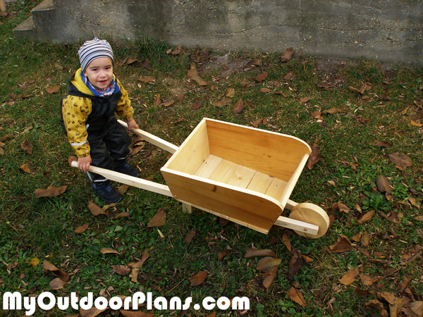 Kids store wooden wheelbarrow