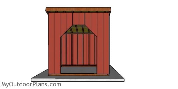 10x10 Run in Shed Plans - Front view