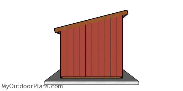 10x10 Run in Shed Plans - Side view