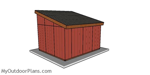 12x14 Run In Shed Plans - Back view