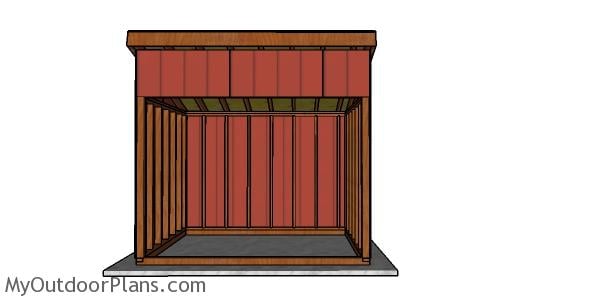 8x10 Run in Shed Plans - front view