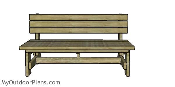 5 ft Bench with Back Plans - front view