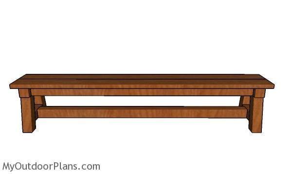 8 ft Wedding Bench Plans - front view