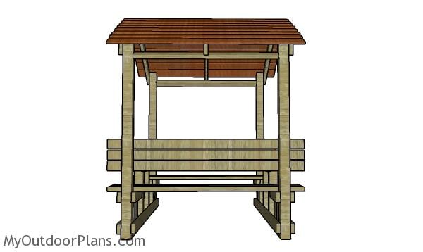 Covered Picnic Table Plans - side view