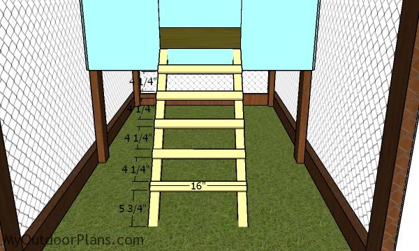 Fitting the ladder steps - chicken tractor