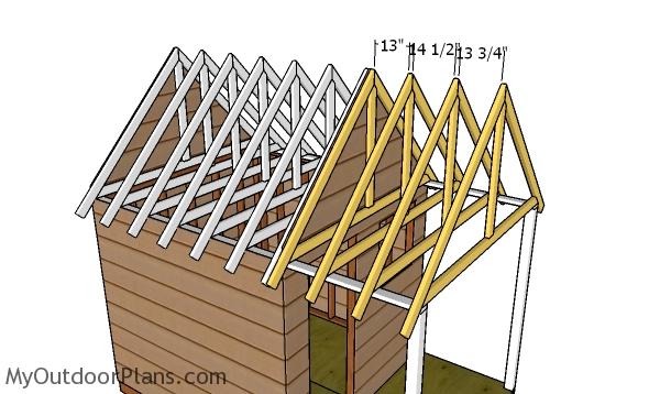 Fitting the trusses to the porch