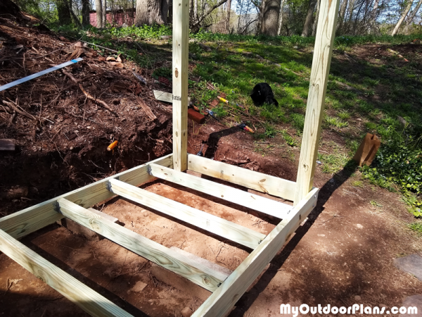 Building-the-frame-of-the-floor---wood-shed