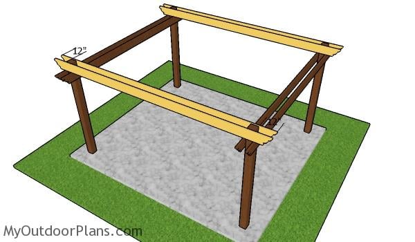 Fitting the support beams - 12x14 Pergola