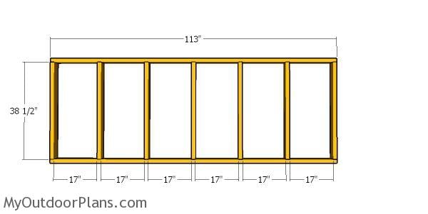 Partition wall frame - 10x20 run in shed