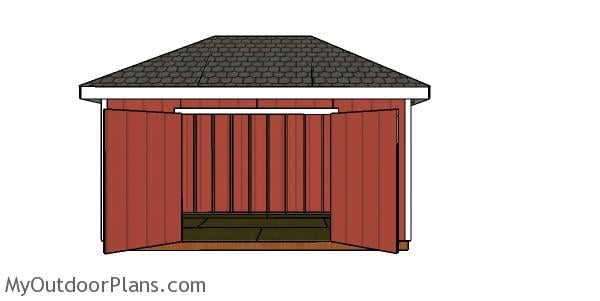 10x16 hip roof shed plans - Front view