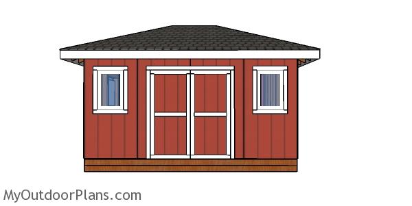 12x16 Shed with Hip Roof Plans - front wall