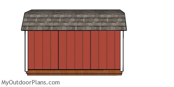 6x12 Gambrel Shed Plans - side view