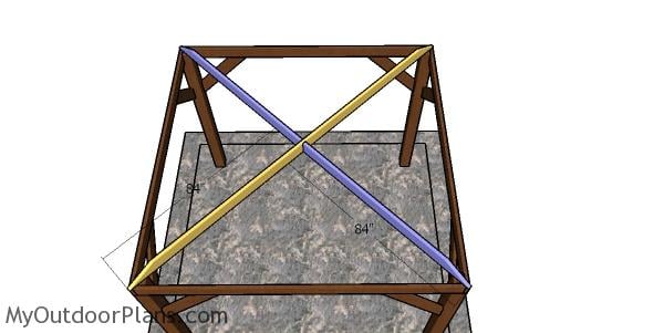 Assembling the bottom rafters - 10x10 hip gazebo
