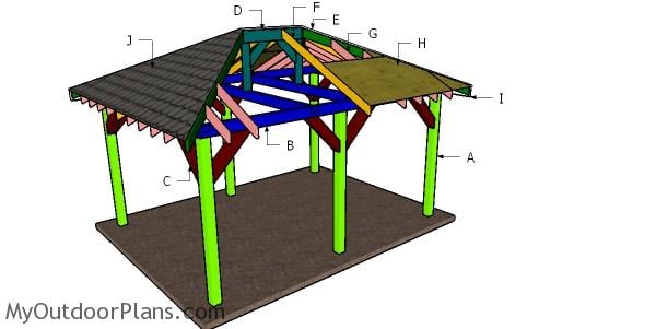 12x16 Hip Roof for Pavilion Plans | MyOutdoorPlans
