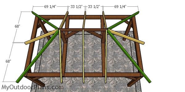 Fitting the common rafters - 10x16 hip roof gazebo